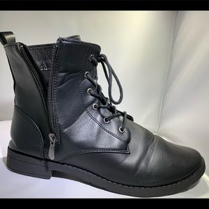 Vegan leather black combat boots